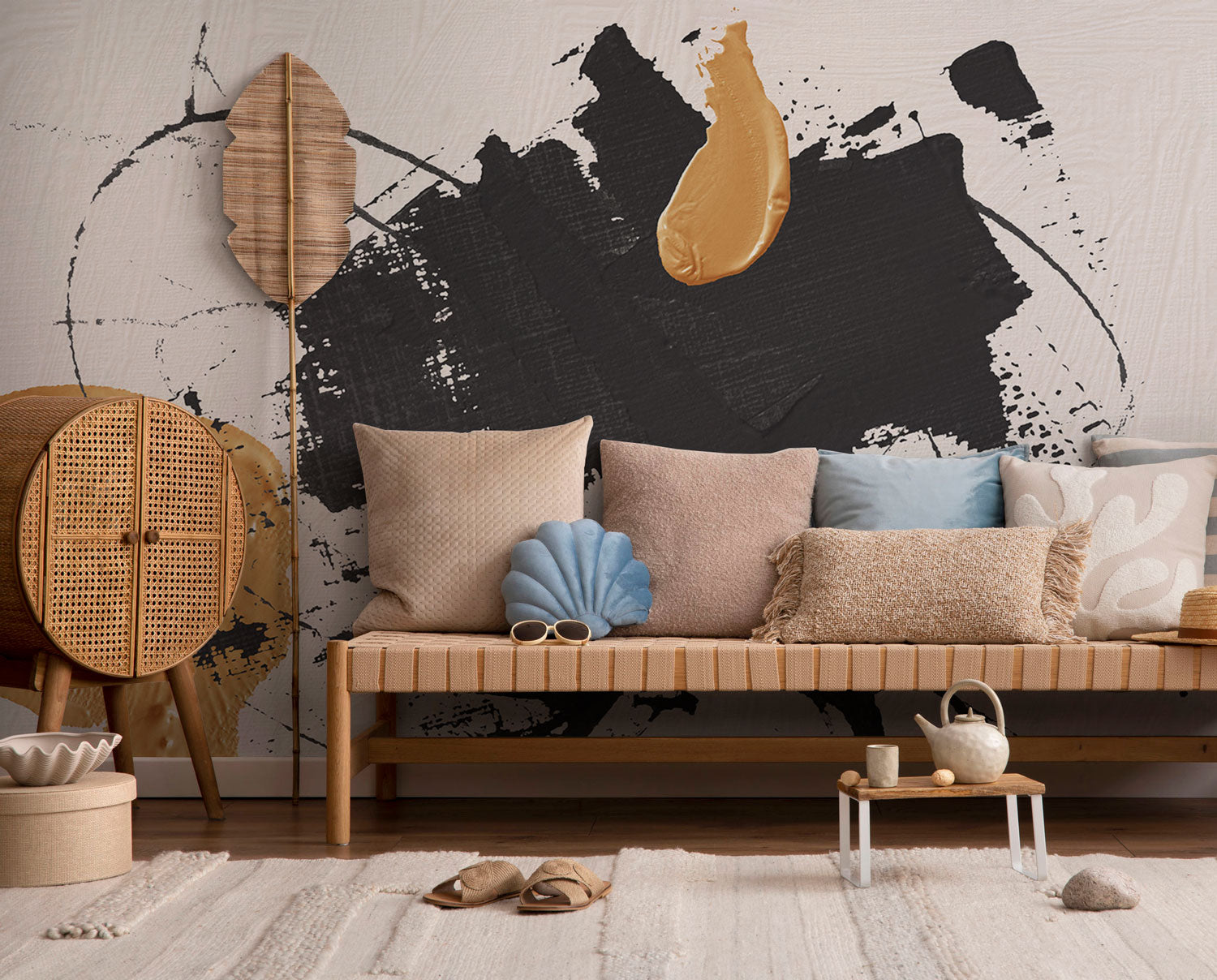 Abstract Ink Oil & Gold Fine Art Wall Mural