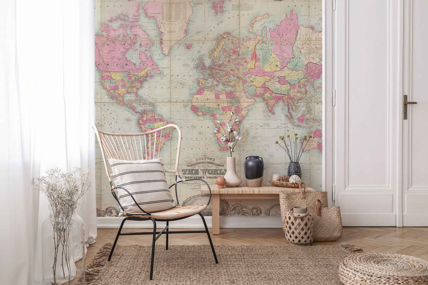 Colton's Vintage World Map Wall Mural-Wall Mural-Eazywallz