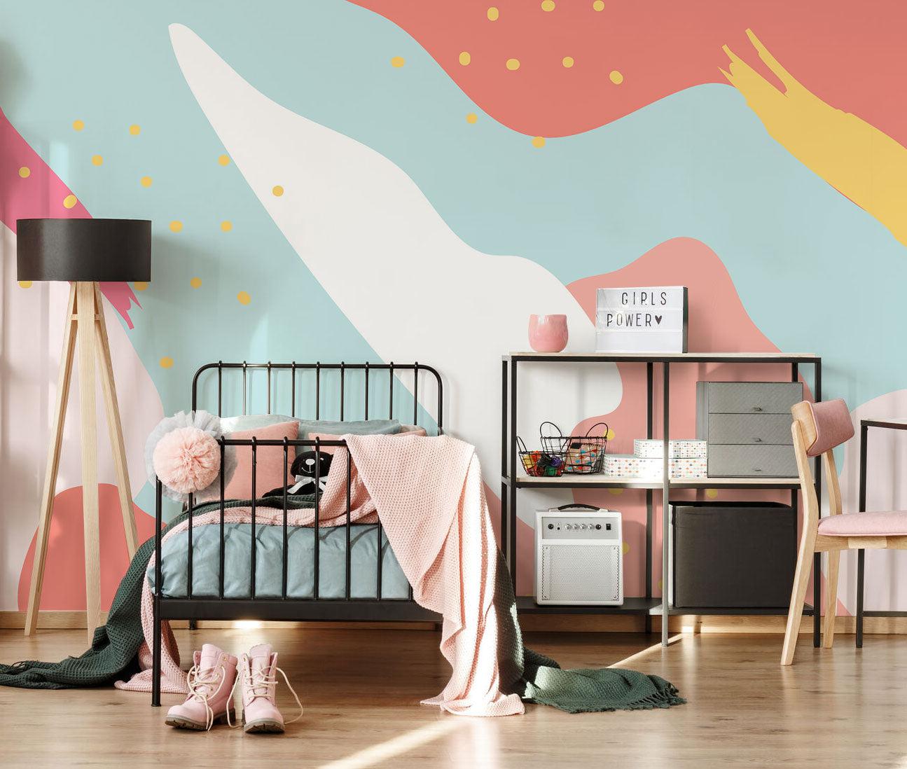 Coral Memphis Wall Mural-Wall Mural-Eazywallz