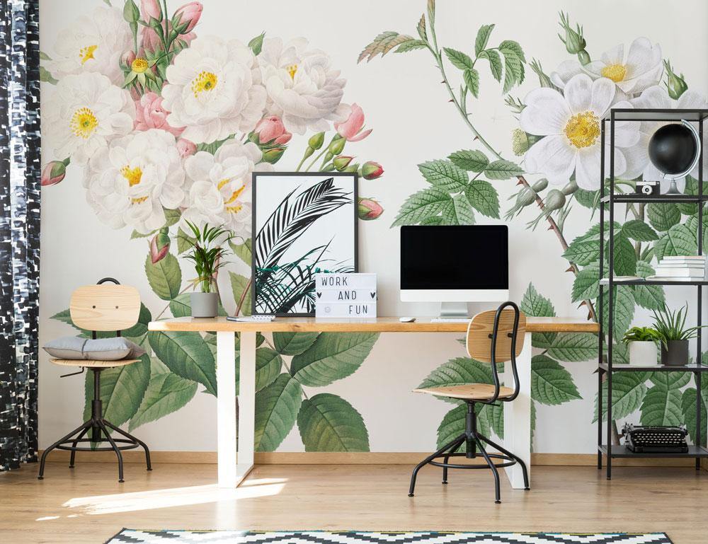 Damask Rose Wallpaper Mural-Wall Mural-Eazywallz