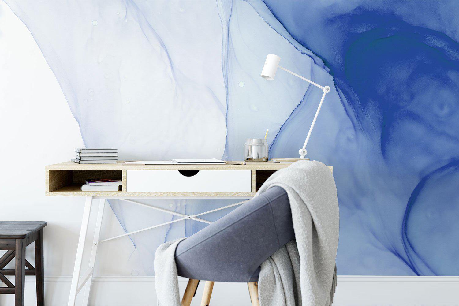 Deep Blue Ink Utopia Wall Mural-Wall Mural-Eazywallz