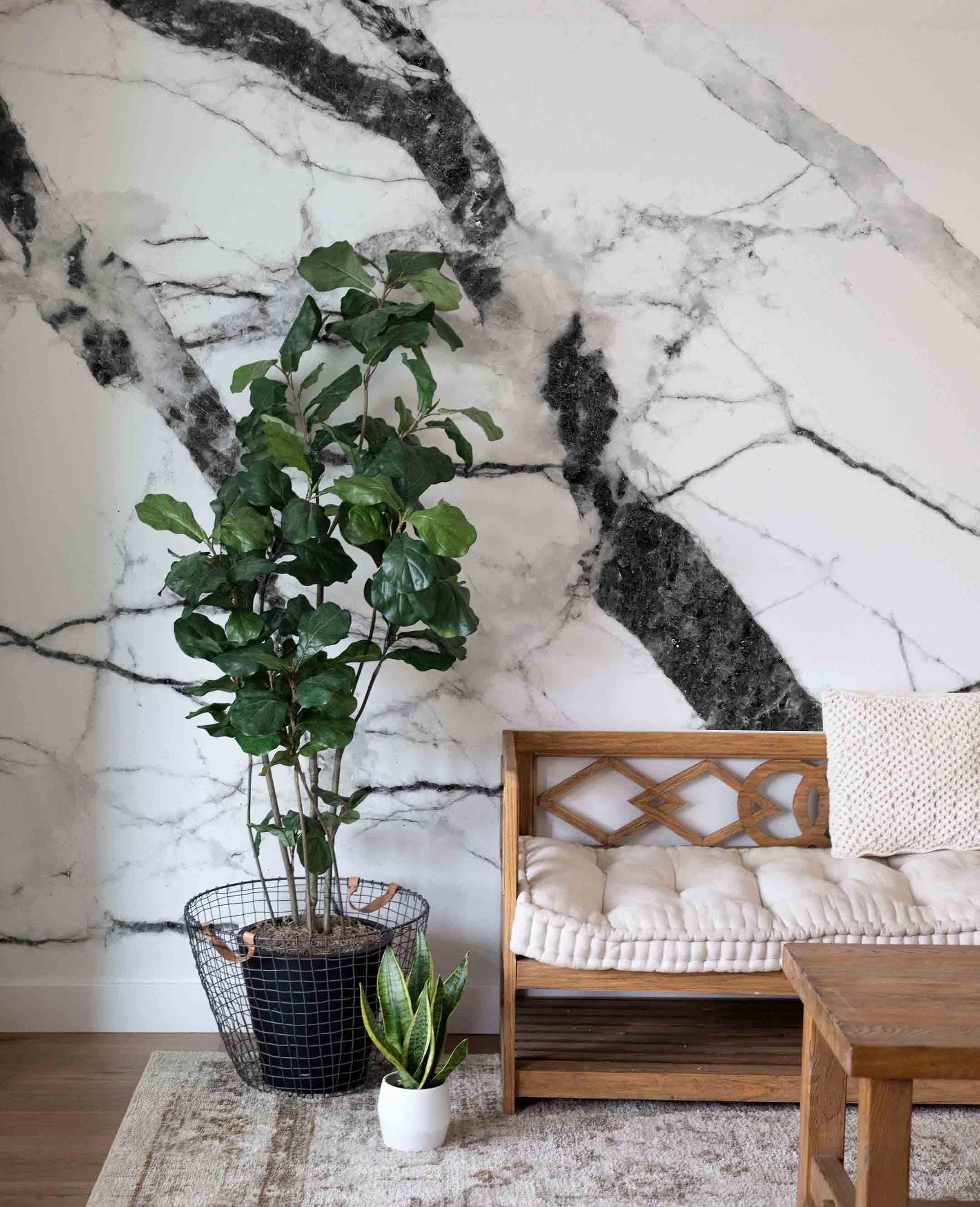 Deep White Marble Wall Mural-Wall Mural-Eazywallz