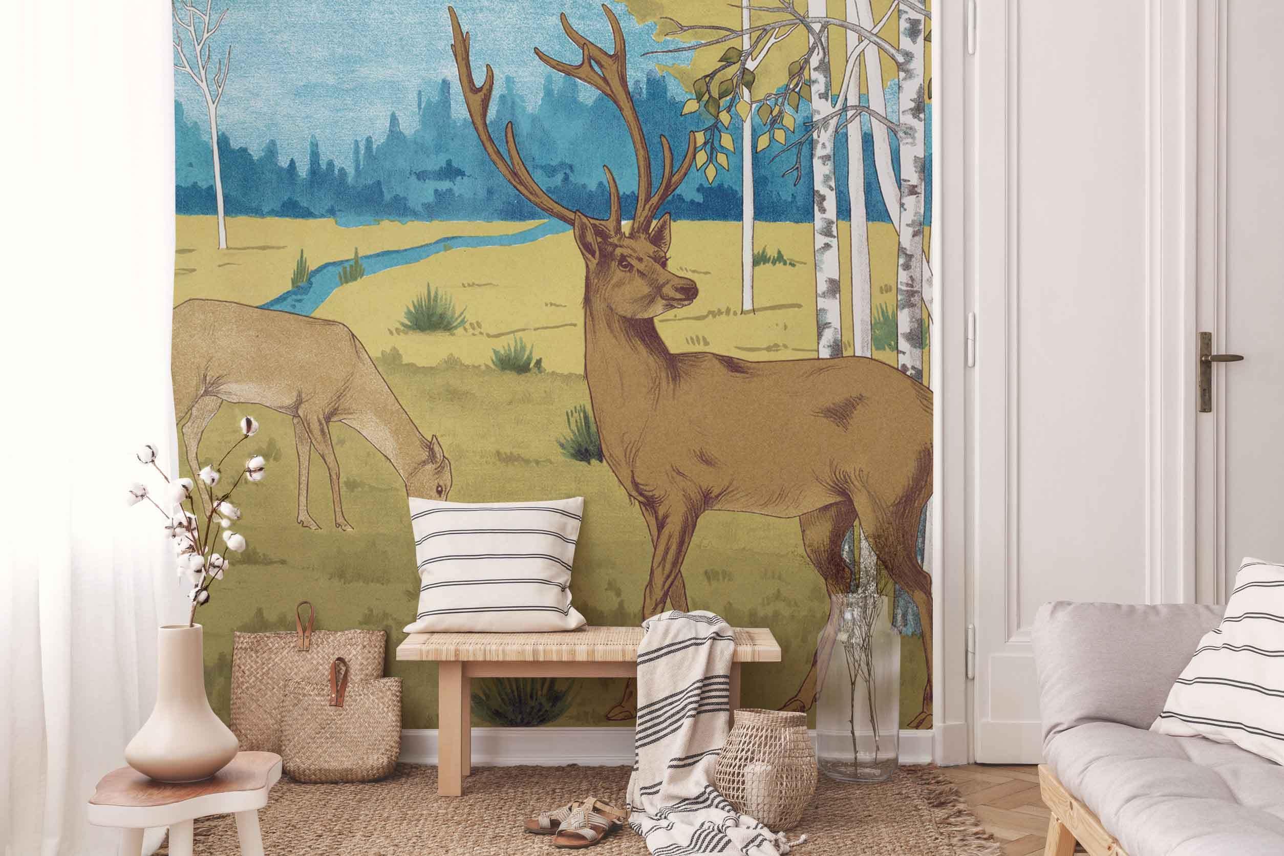 Deers Animal Art Decor Wall Mural-Wall Mural-Eazywallz