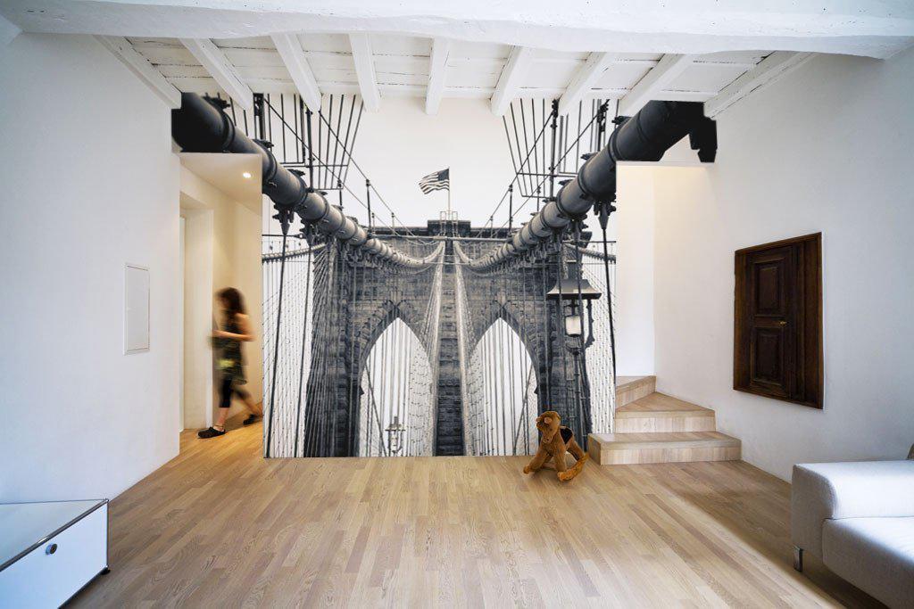 Detail of The Brooklyn Bridge in Sepia Wall Mural-Wall Mural-Eazywallz