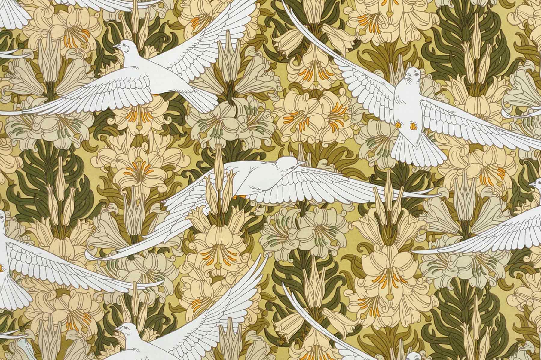 Doves and Lilies Wall Mural-Wall Mural-Eazywallz