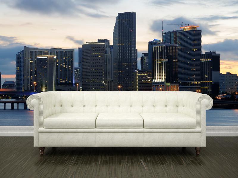 Downtown Miami at dusk Wall Mural-Wall Mural-Eazywallz