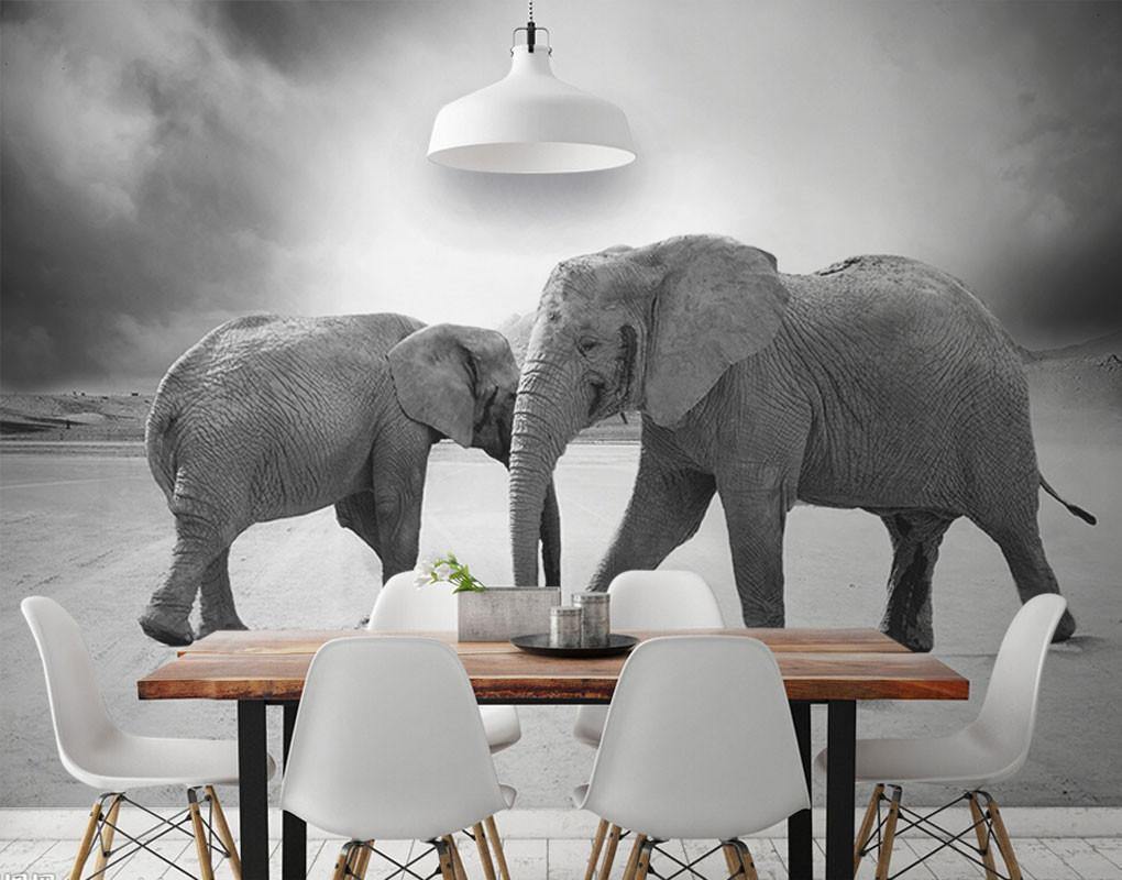 Dual Elephant Wall Mural-Wall Mural-Eazywallz