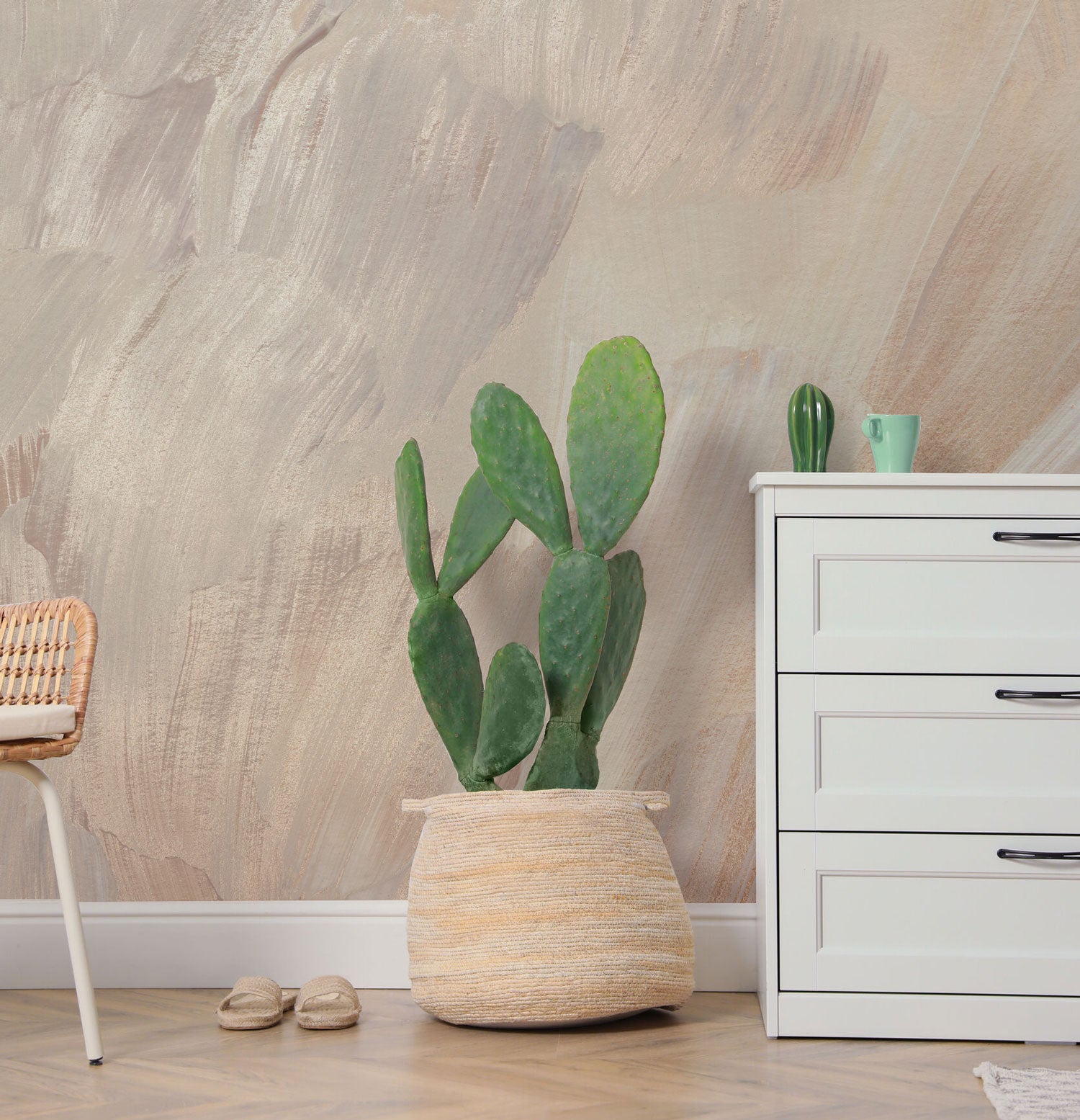 Rose Gold Paint Strokes Wall Mural