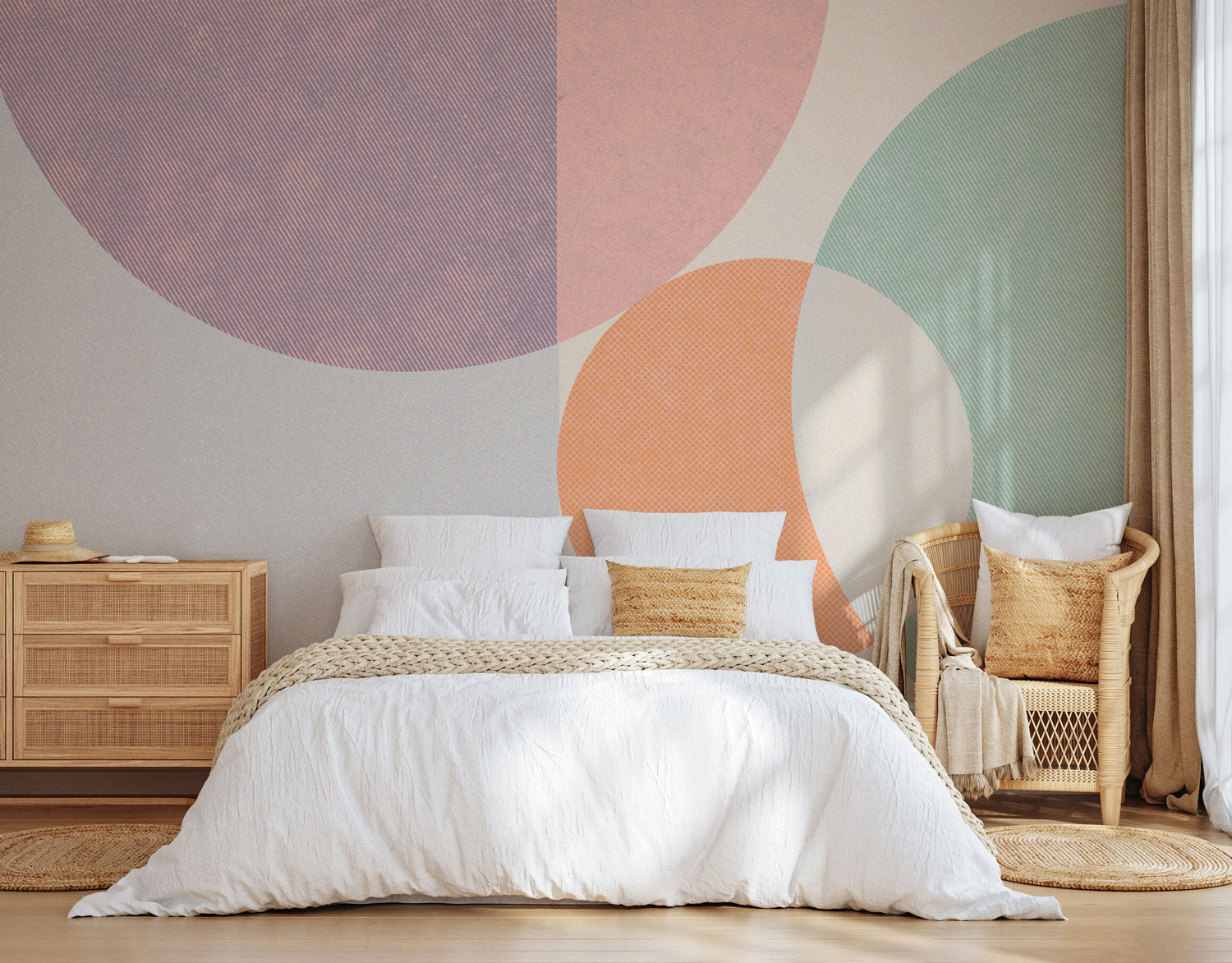 Light Retro Abstract Shapes Wall Mural