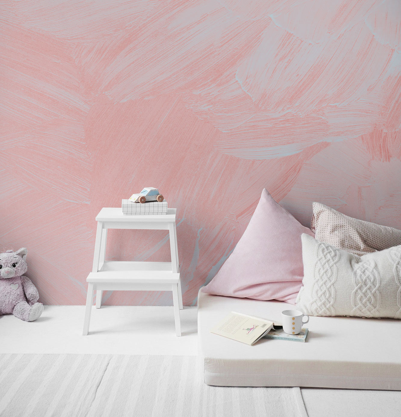 Peach Rose Paint Strokes Wall Mural