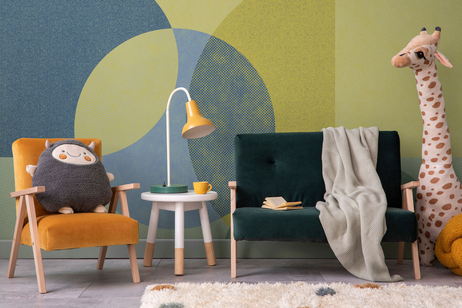 Double Sided Retro Shapes Wall Mural