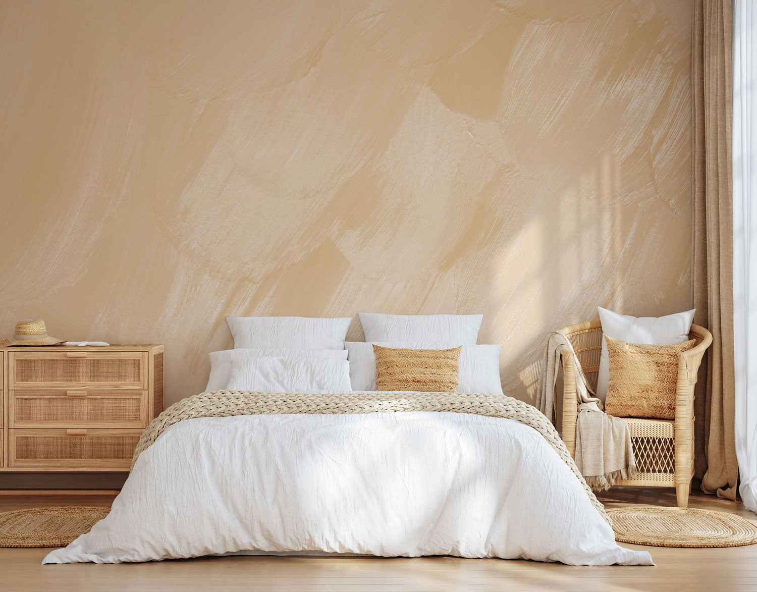 Cream Paint Strokes Wall Mural