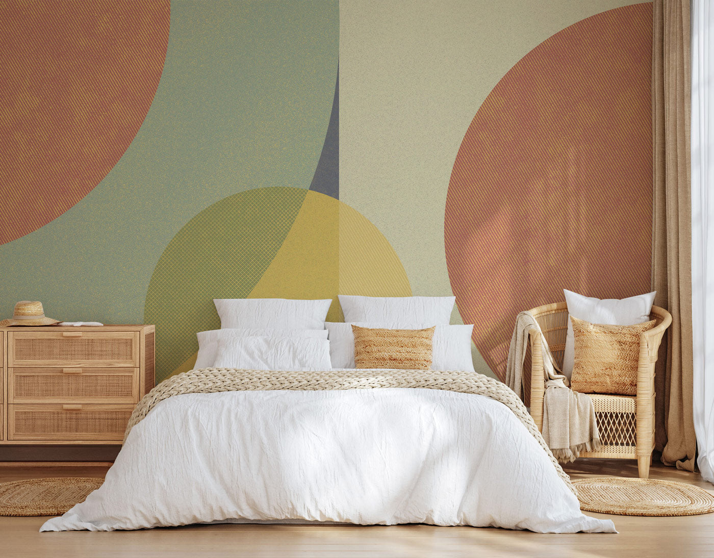 Retro Solar Abstract Shapes Wall Mural