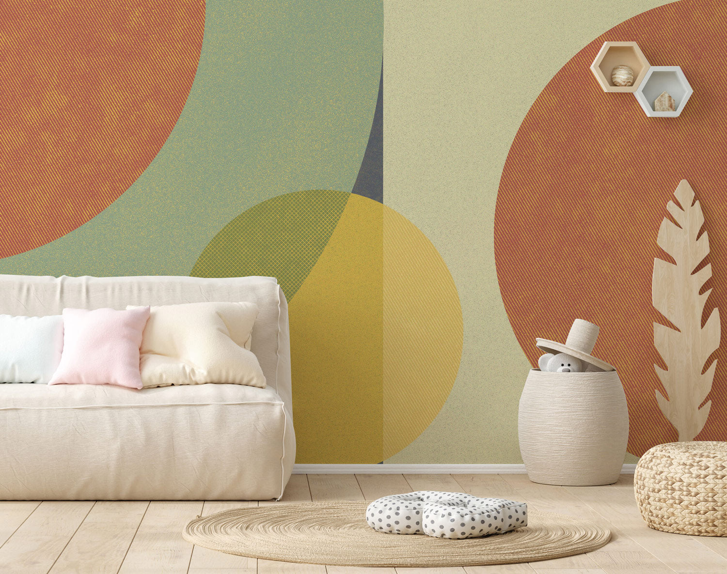 Retro Solar Abstract Shapes Wall Mural