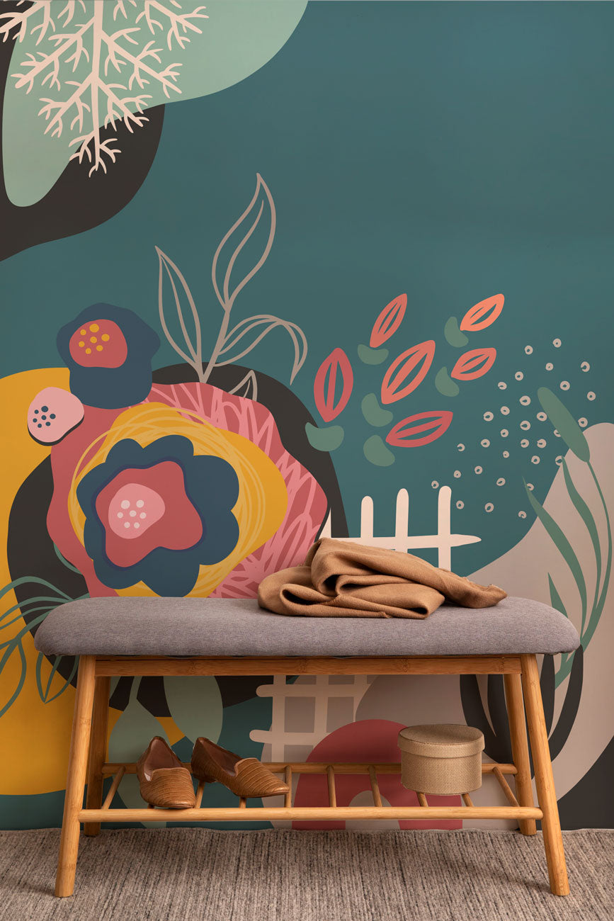 Abstract Floral Card 5 Wall Mural