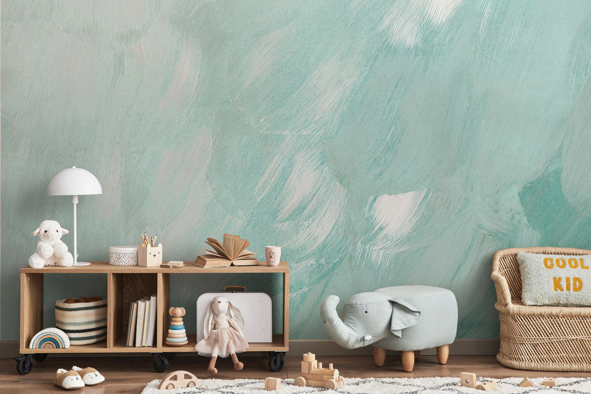 Sky Blue Paint Strokes Wall Mural