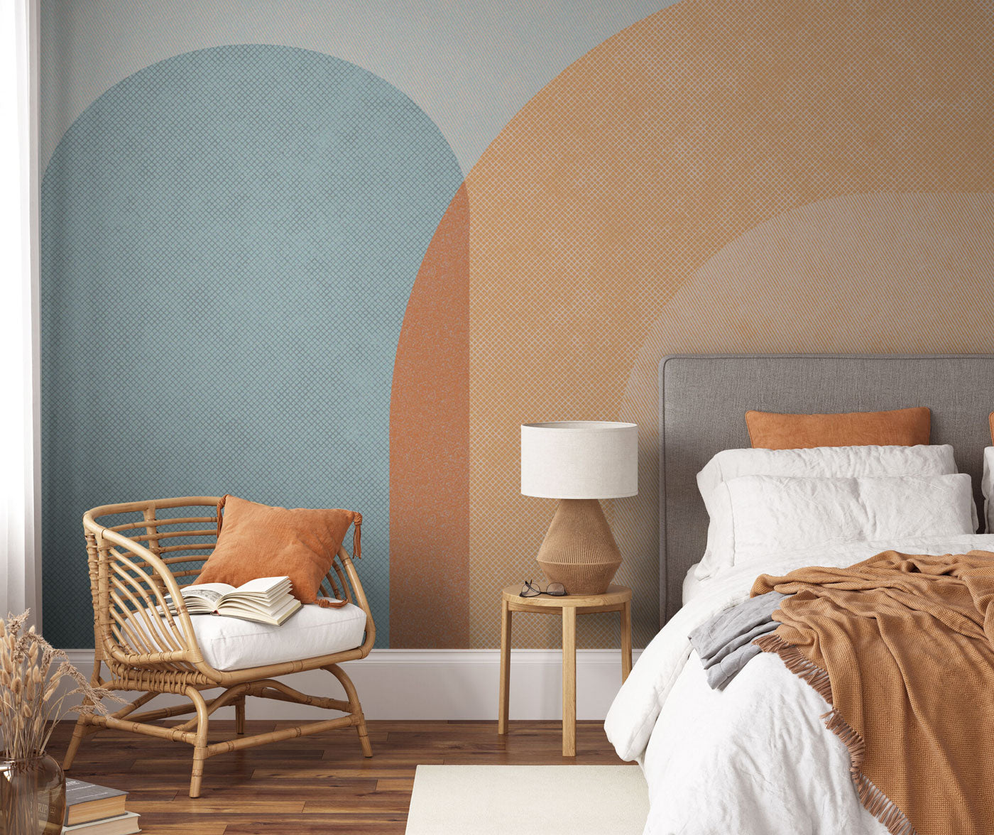 Orange Twist Abstract Shapes Wall Mural