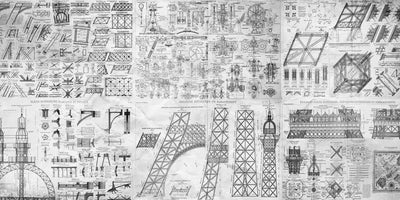 Eiffel Tower Building Plans Wall Mural-Wall Mural-Eazywallz