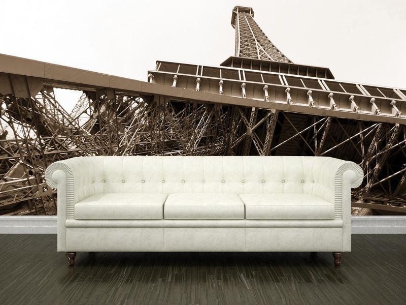 Eiffel Tower in sepia, France Wall Mural-Wall Mural-Eazywallz