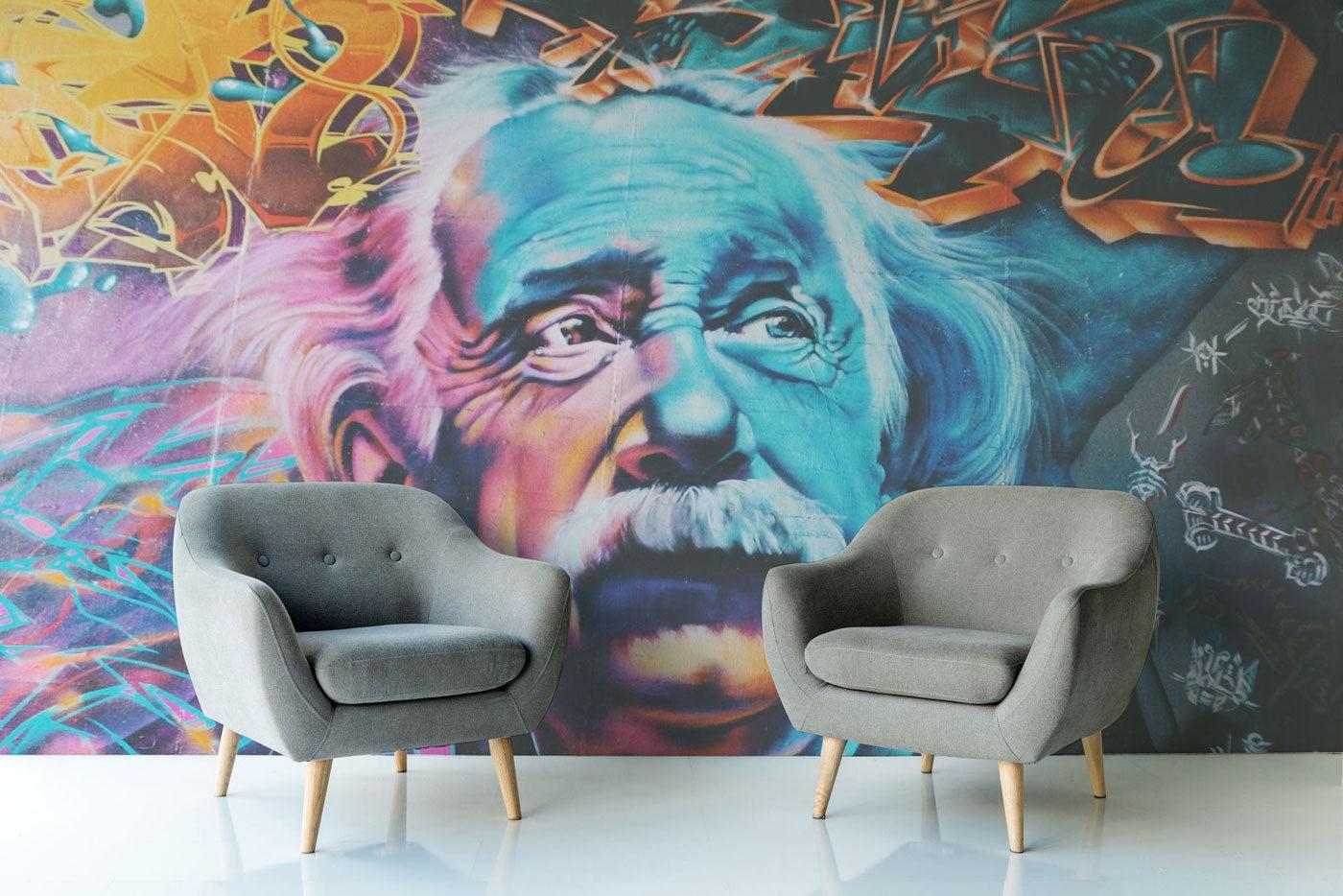 Einstein Street Art Wall Mural-Wall Mural-Eazywallz