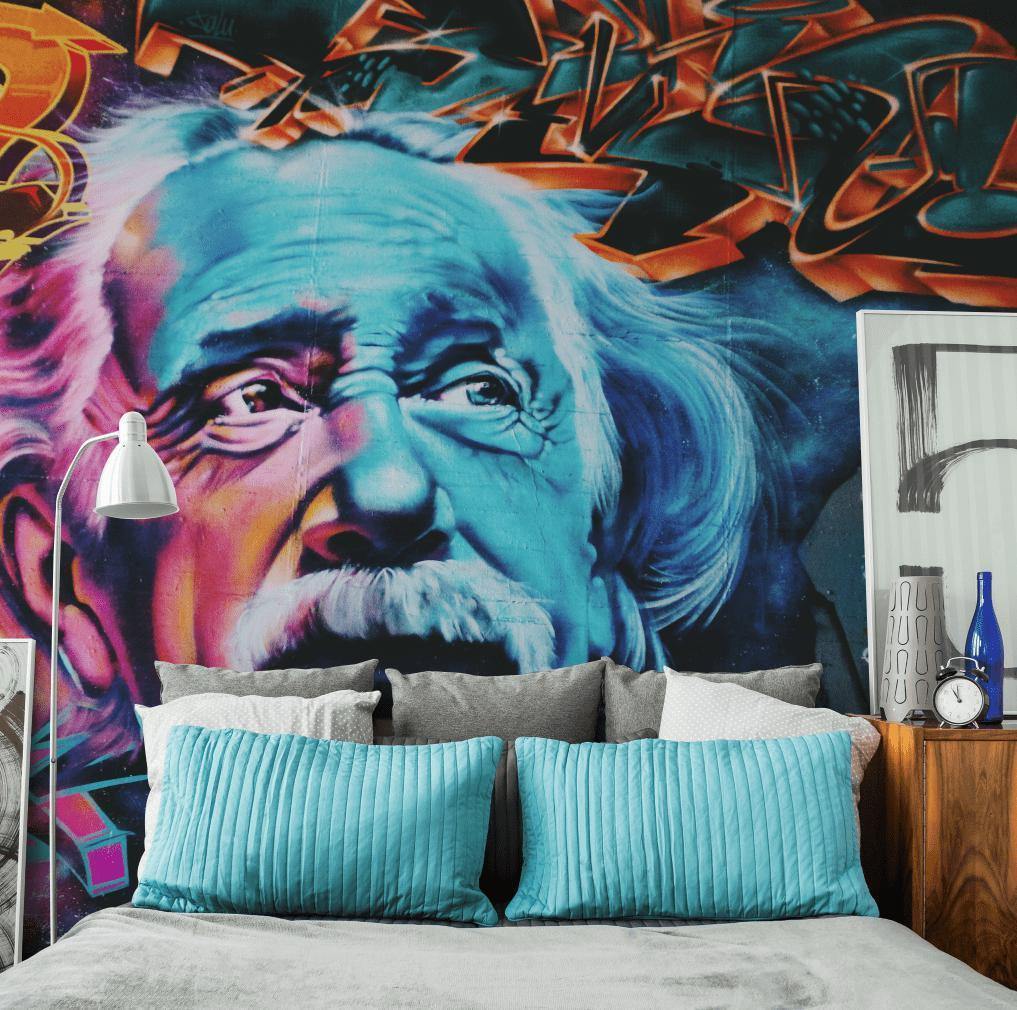 Einstein Street Art Wall Mural-Wall Mural-Eazywallz