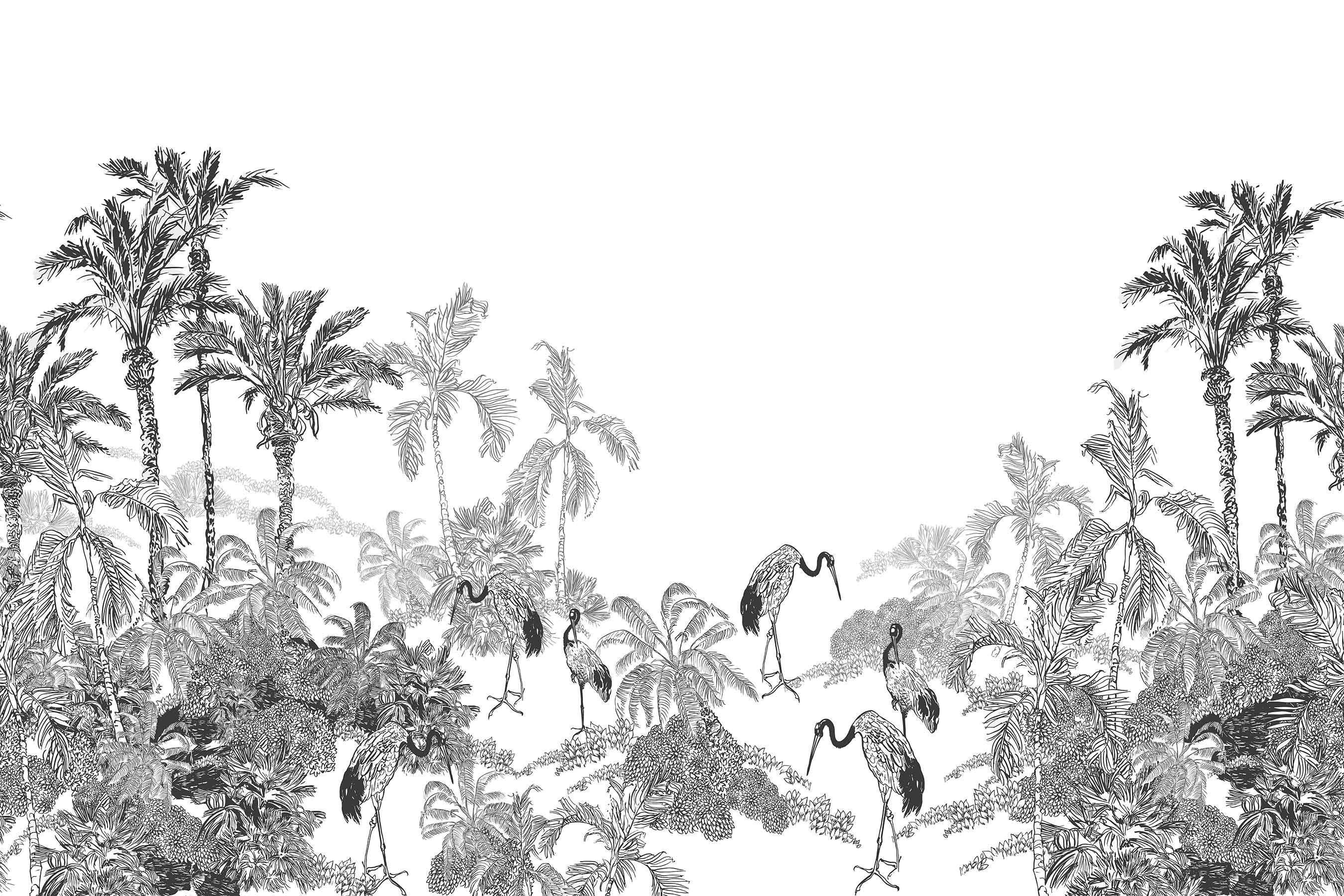 Flamingo Toile Wall Mural-Wall Mural-Eazywallz