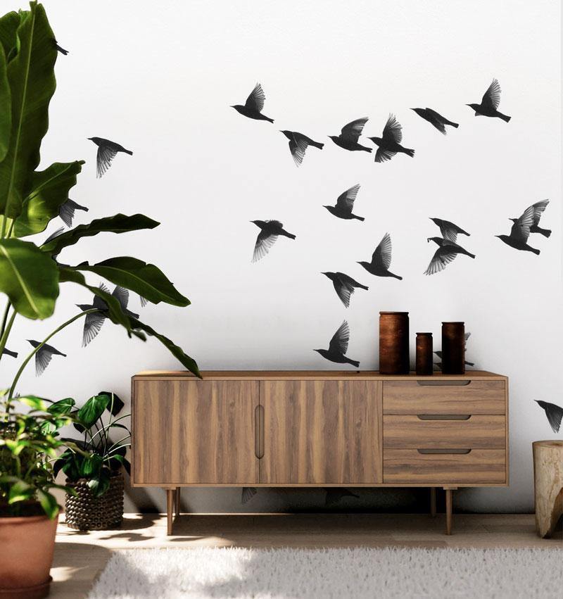 Flock of Sparrows Wall Mural-Wall Mural-Eazywallz