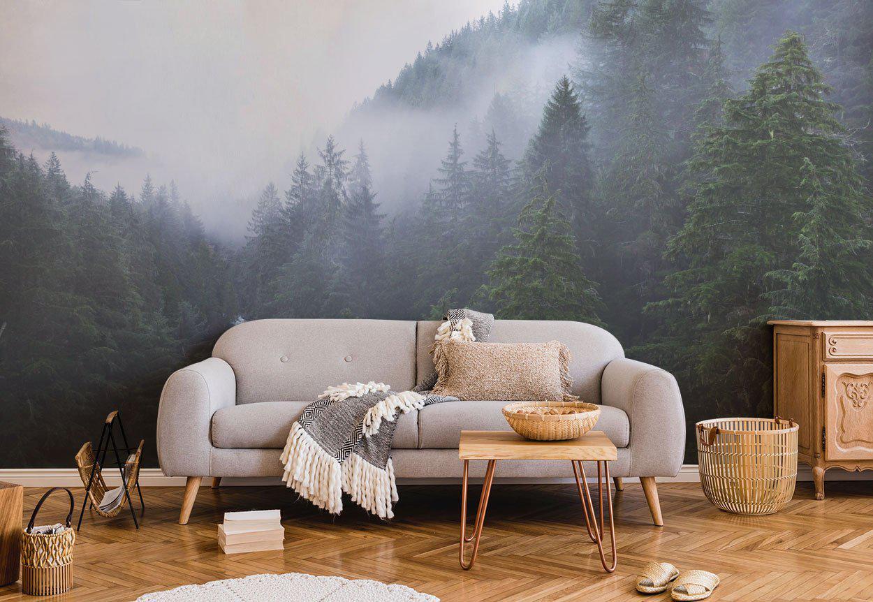 Foggy Forest Hills Wall Mural-Wall Mural-Eazywallz