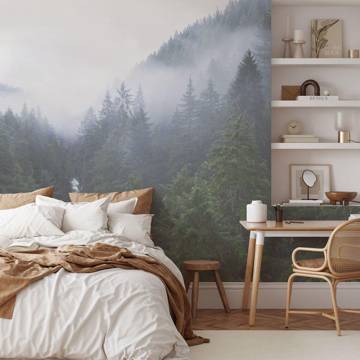 Foggy Forest Hills Wall Mural-Wall Mural-Eazywallz