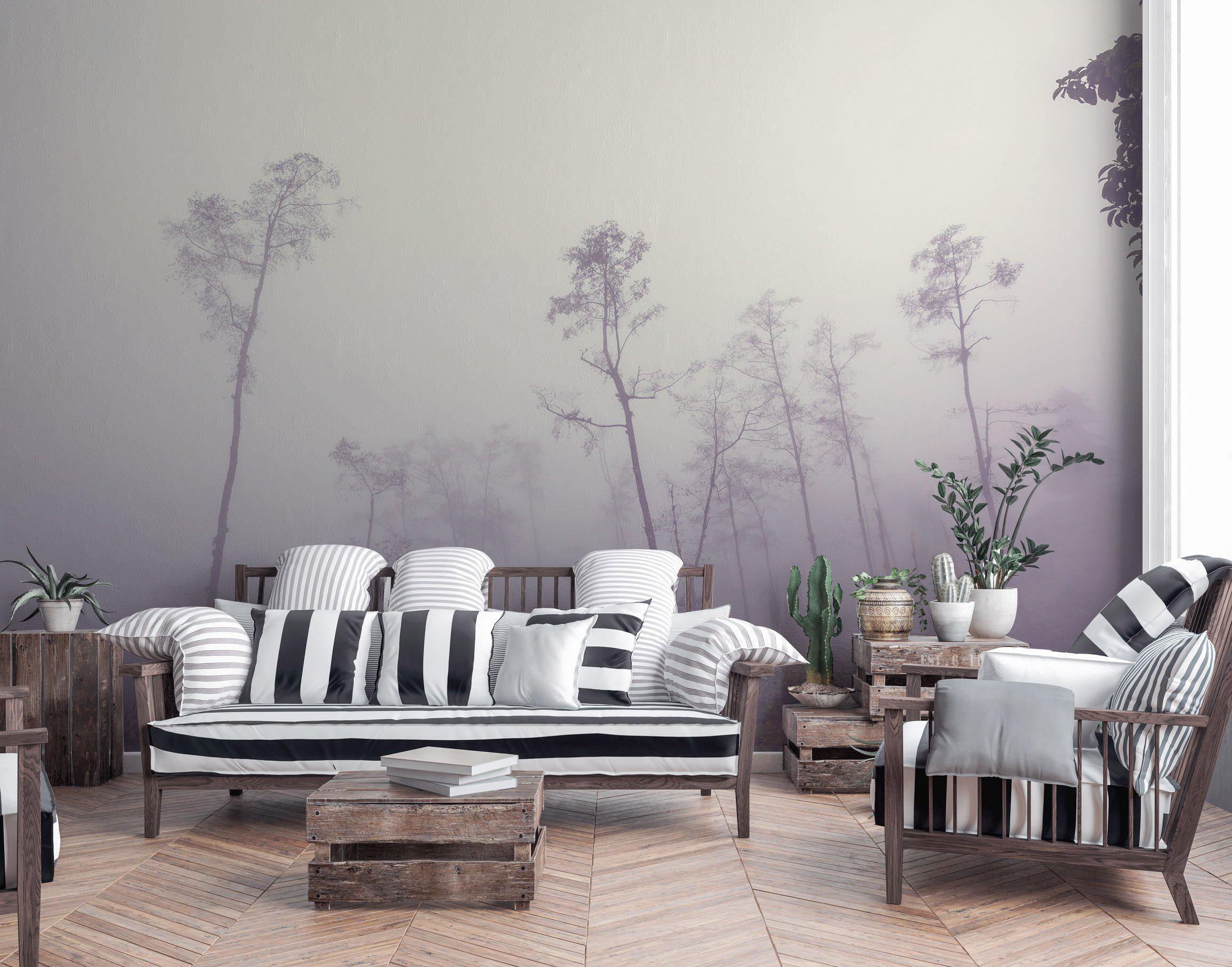 Foggy Jungle Mural Wallpaper-Wall Mural-Eazywallz