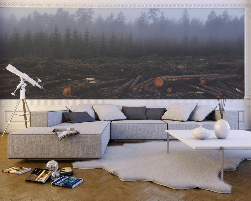 Foggy Lumber Forest Wall Mural-Wall Mural-Eazywallz