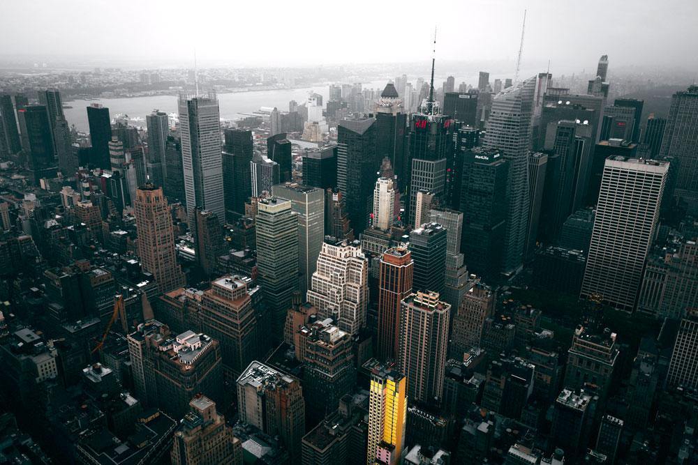 New York City Skyline Sunset IMPRESSION TOILE art mural