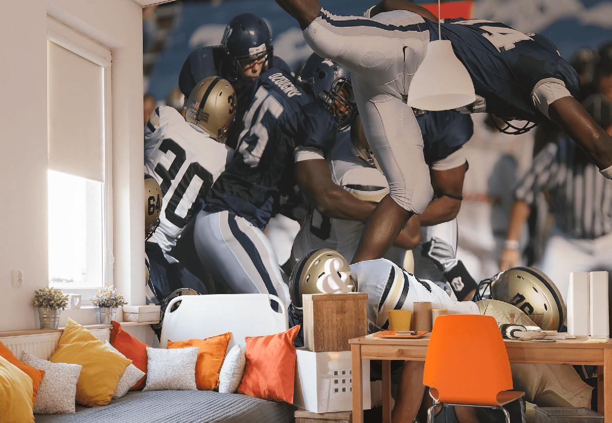 Football Pile Jump Wall Mural-Wall Mural-Eazywallz