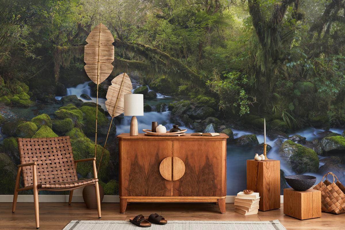 Forest Landscape & Mountain Stream Wall Mural-Wall Mural-Eazywallz