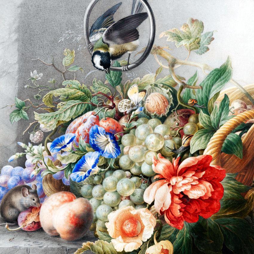 Fruits & Flowers Painting Wall Mural-Wall Mural-Eazywallz