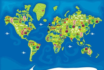 Fun Kids World Map Wall Mural-Wall Mural-Eazywallz