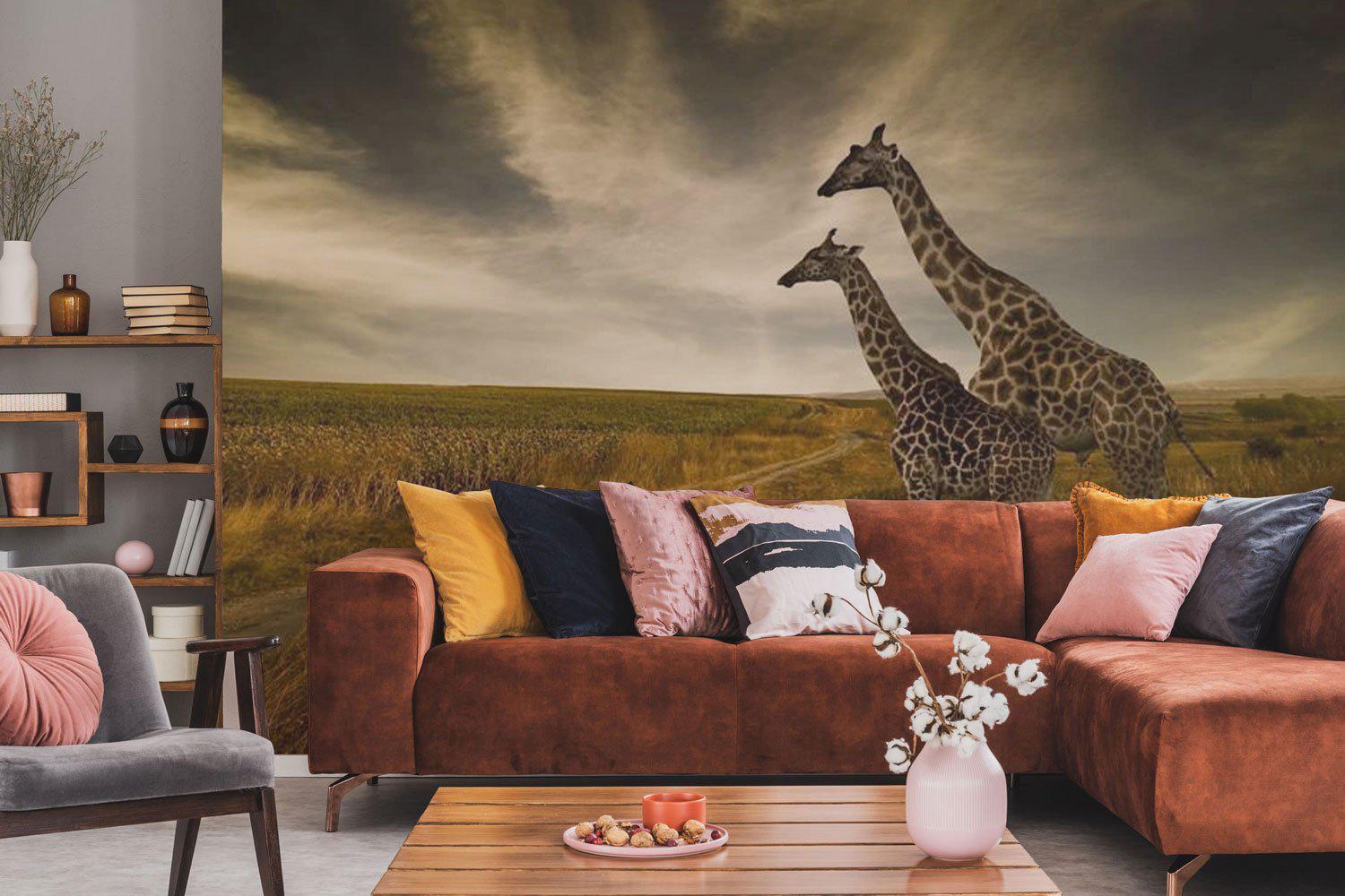 Giraffes and the landscape Wall Mural-Wall Mural-Eazywallz