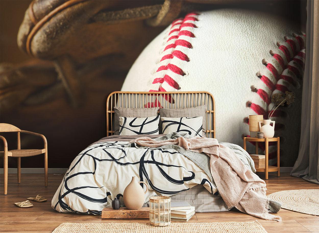 Glove & Baseball Wall Mural-Wall Mural-Eazywallz