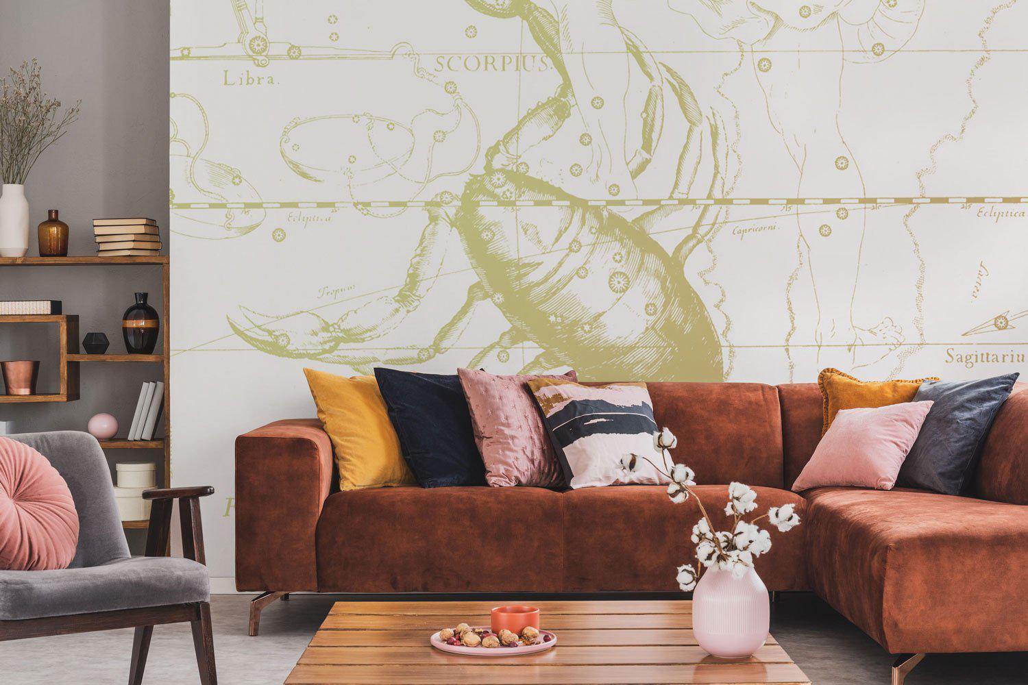 Gold Scorpio Astrology Wall Mural-Wall Mural-Eazywallz