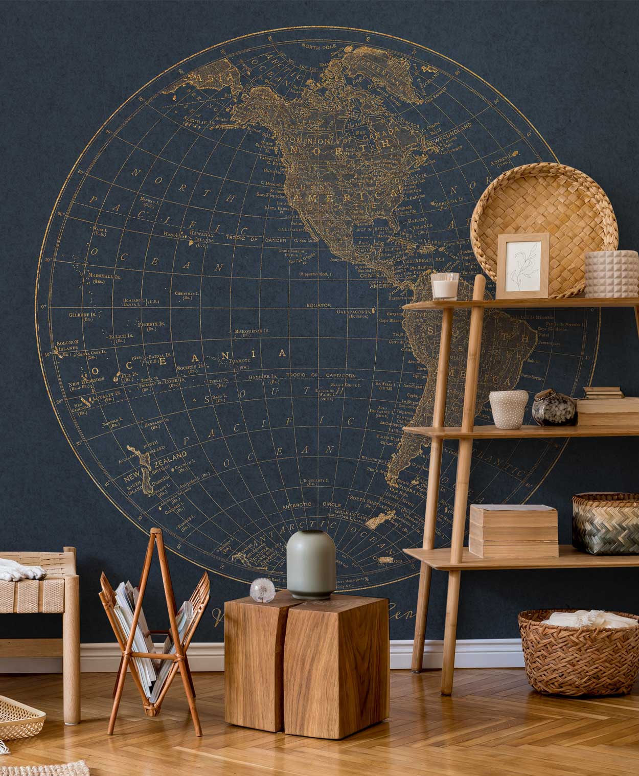 Gold Western Hemisphere Map Wall Mural-Wall Mural-Eazywallz