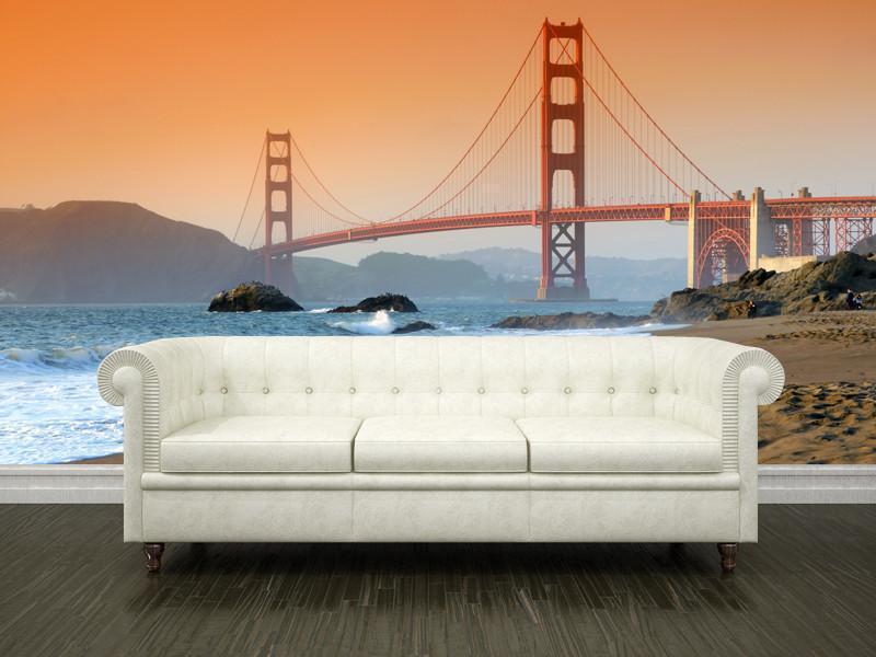 Golden Gate Bridge at sunset, USA Wall Mural-Wall Mural-Eazywallz