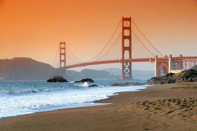 Golden Gate Bridge at sunset, USA Wall Mural-Wall Mural-Eazywallz