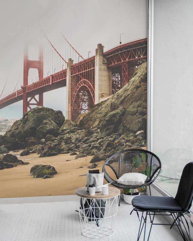 Golden Gate Bridge on the Shore Wall Mural-Wall Mural-Eazywallz