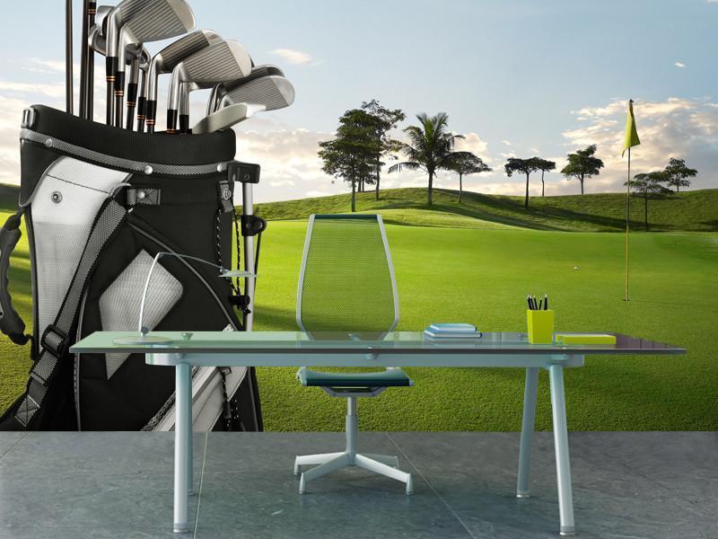Golf equipment on green Wall Mural-Wall Mural-Eazywallz