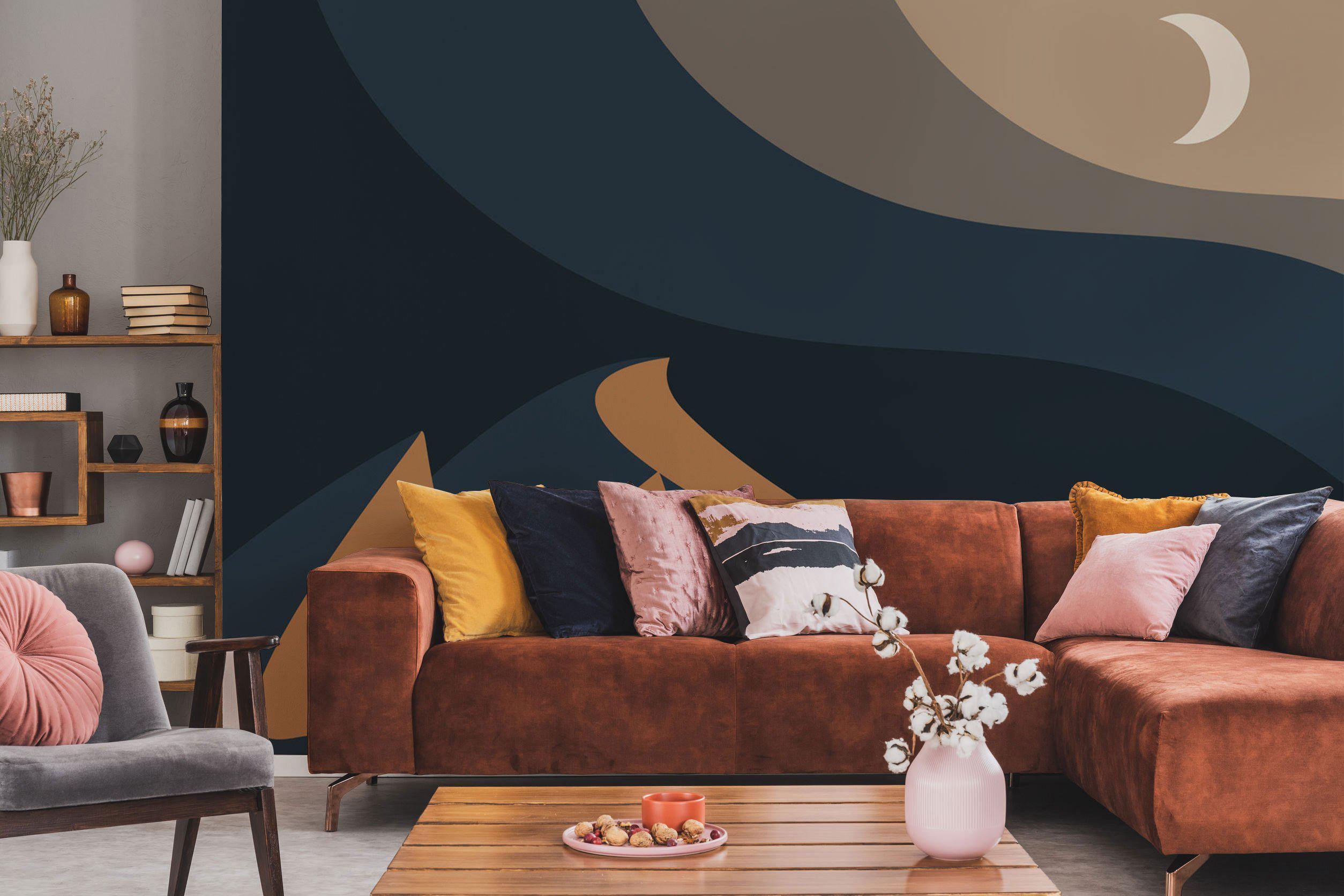 Grand Abstract Desert Nightfall Mural Wallpaper-Wall Mural-Eazywallz