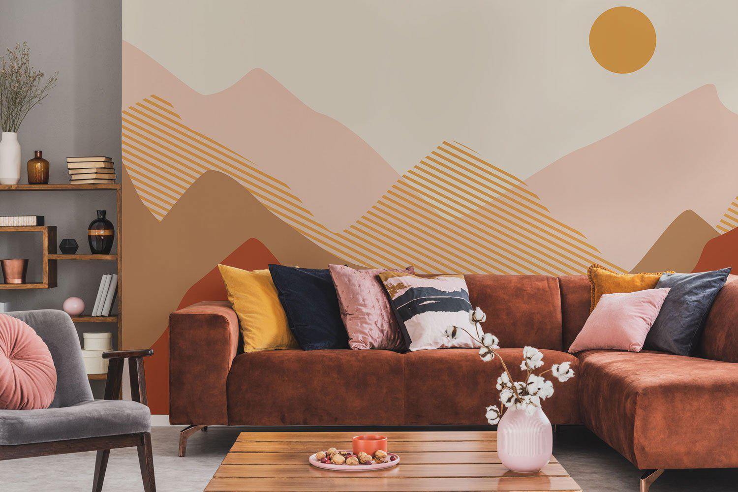 Grand Abstract Mountain Sunrise Wall Mural-Wall Mural-Eazywallz