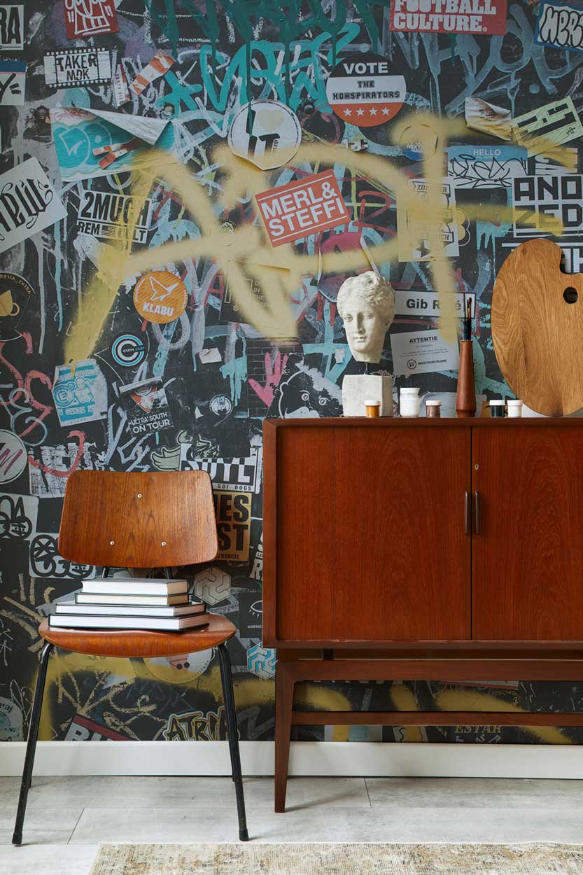 Grunge Graffiti over Stickers Wall Mural-Wall Mural-Eazywallz