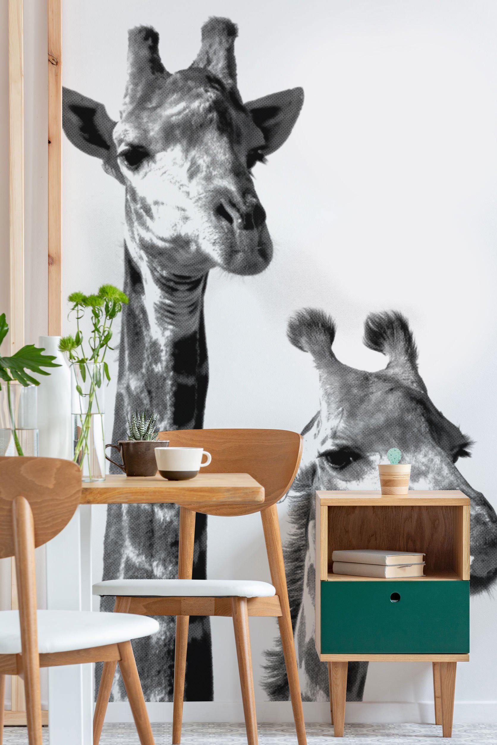 Halftone Giraffes Wallpaper Mural-Wall Mural-Eazywallz