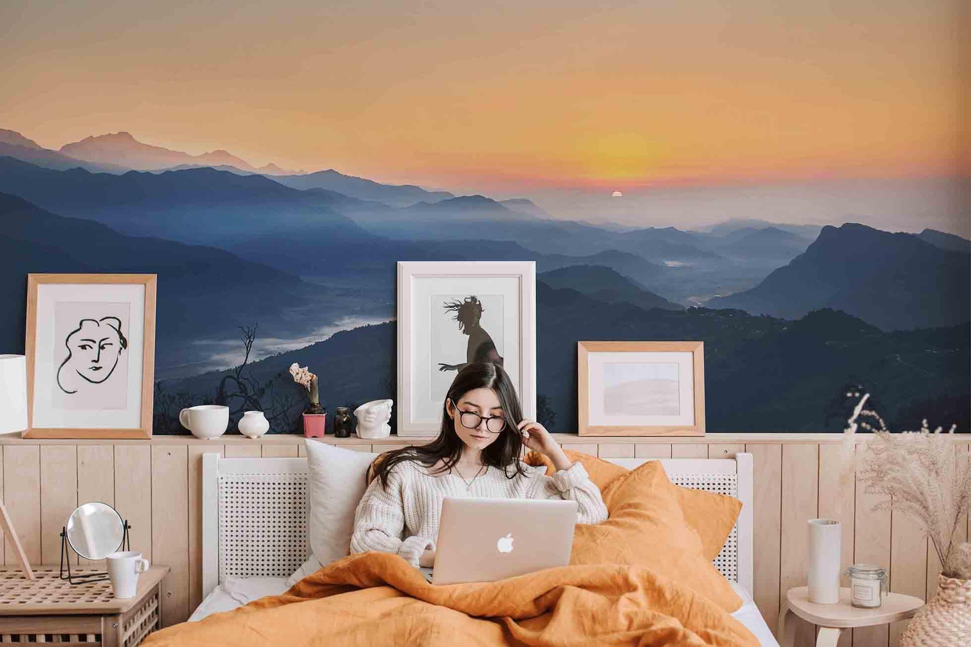 Himalaya Mountains Sunrise Wall Mural-Wall Mural-Eazywallz