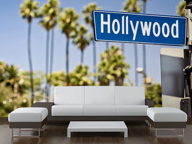 Hollywood Street Sign Wall Mural-Wall Mural-Eazywallz